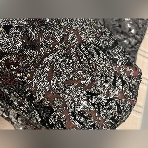 Lauren Ralph Lauren Silver Mesh Sequin Cocktail Dress Size 10 - Picture 9 of 12